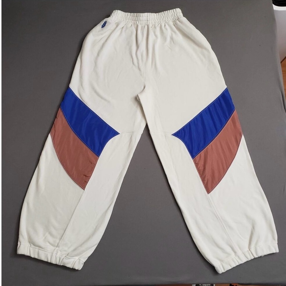 FP Movement by Free People Cream Track Pants with Blue and Brown Panels - Picture 2 of 6